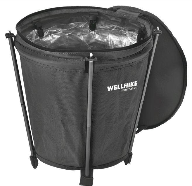 WellHike 玩客 可折疊收納儲物圓桶 20L, 黑色, 1層, 1個