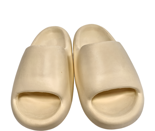 元氣滿滿小胖饅頭 氣墊拖鞋 4.5cm厚底, 奶油黃