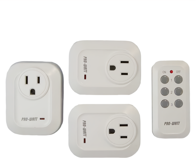 PRO-WATT 華志 無線遙控插座 1對3, 銀灰色, 1組