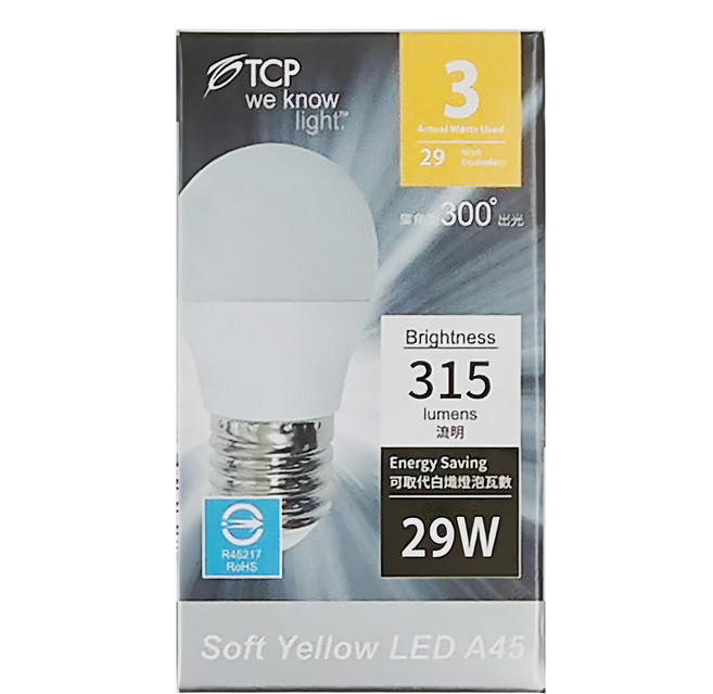 TCP 強凌 LED節能燈泡 3W 10入, 黃光, 1組