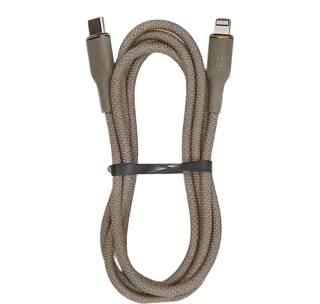 ROMOSS Type-C to Lightning 27W 熔岩鎢金編織充電線 480Mbps, 1.2m, 煙霧棕, 1條