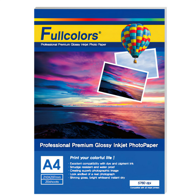 Fullcolors 全彩 噴墨亮面相片紙, A4, 20張