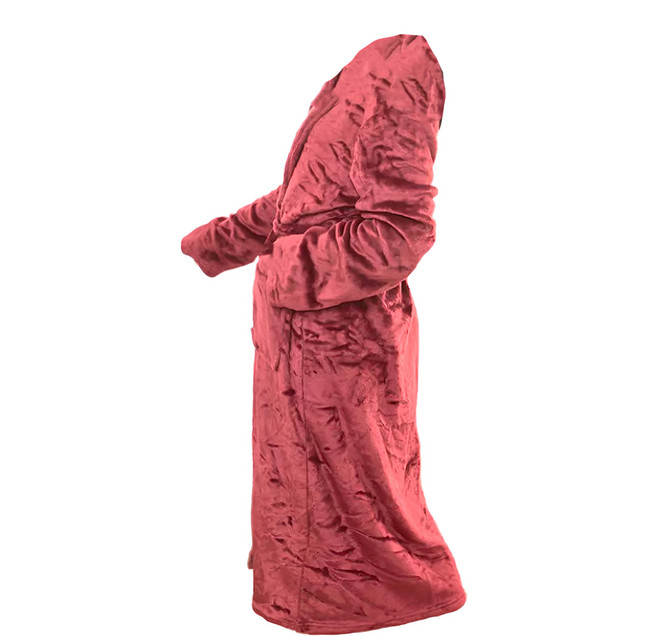 收納王妃 法蘭絨男女浴袍睡袍 XL 衣長 115cm x 胸圍58cm x 袖長59cm, 經典紅