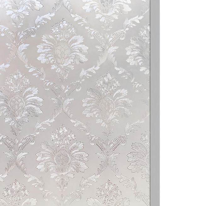 半島良品 抗UV防曬靜電貼窗貼, 歐式花紋 霧透白