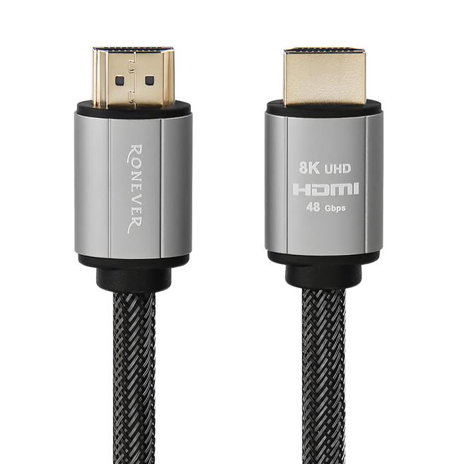 RONEVER HDMI 2.1 鋁合金傳輸線 206g, 3m, 銀色 黑色, 1條
