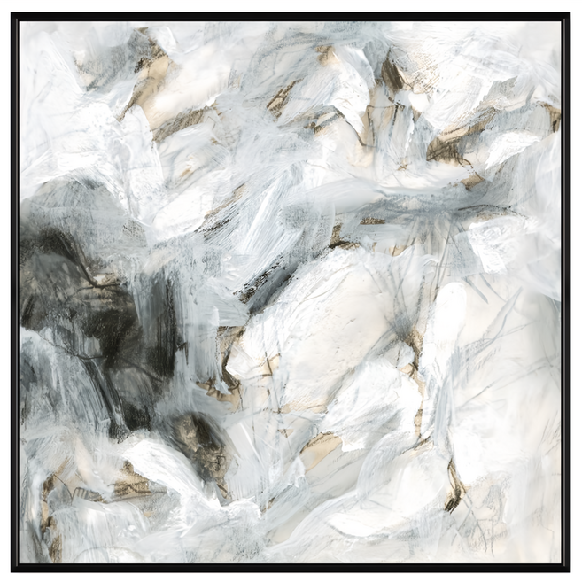 菠蘿選畫所 黑白輝映 APAD4413B 掛畫 40 x 40cm 黑色框 抽象藝術, 黑色