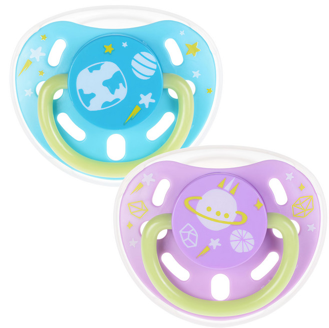 kidsme 夜光安撫奶嘴組, 6~9個月 + 9~24個月, 薰衣草紫 + 藍色, 1組