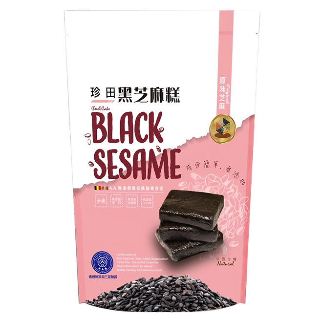 珍田生機 芝麻糕 原味 全素, 220g, 1包