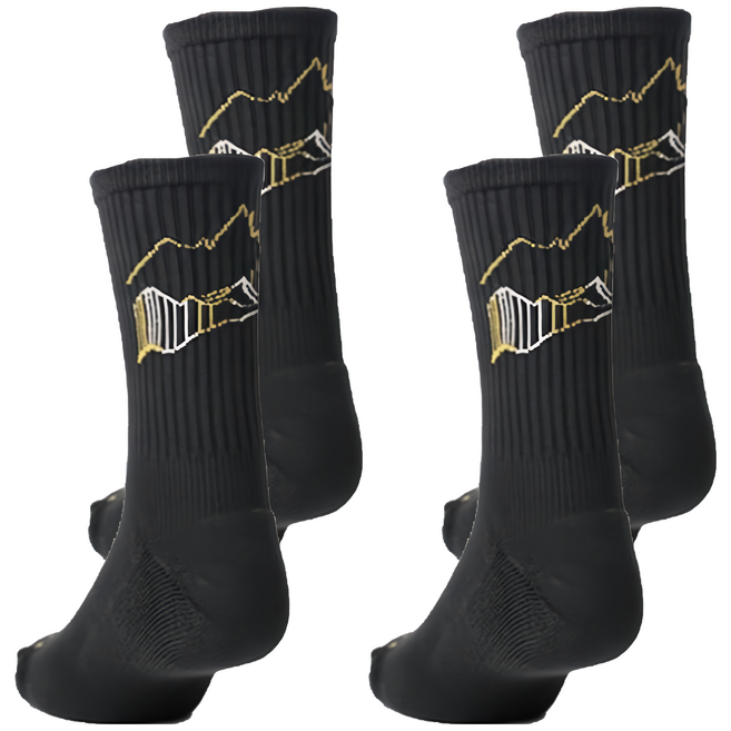 FOOTER 山巒高筒登山襪 厚氣墊 T203, 墨黑色, 2雙