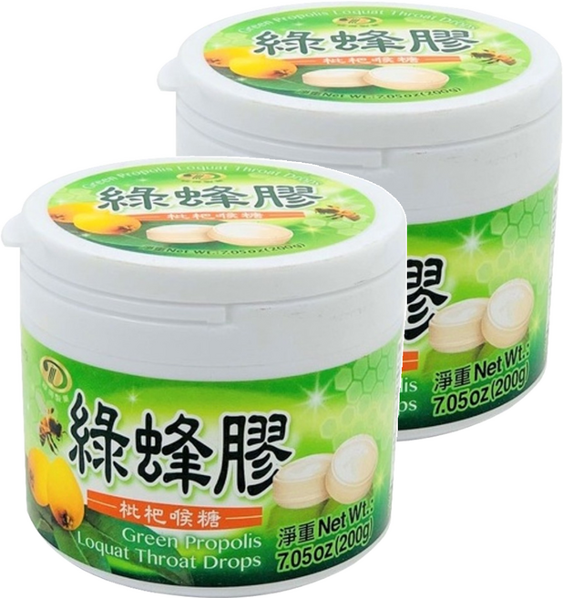 綠得製菓 綠蜂膠枇杷喉糖, 200g, 2罐