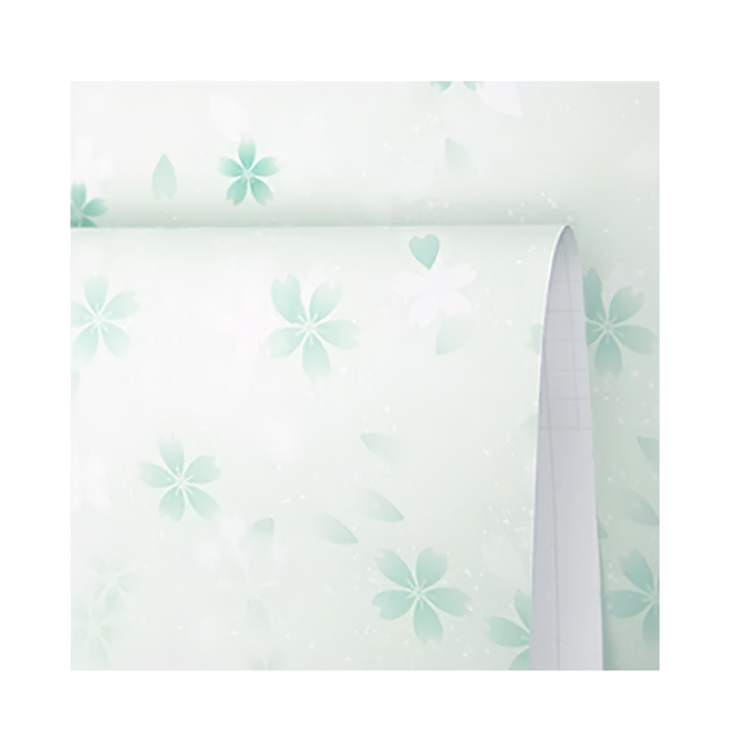 WA. WALL ART 防水自黏壁紙, 歐風立體壓紋 櫻花淺綠