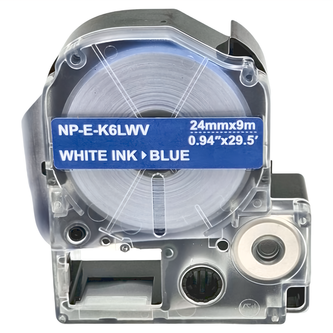 NEXTPAGE 台灣榮工 副廠標籤帶 EPSON標籤機適用 LK-6LWV 24mm, 藍底白字, 9m