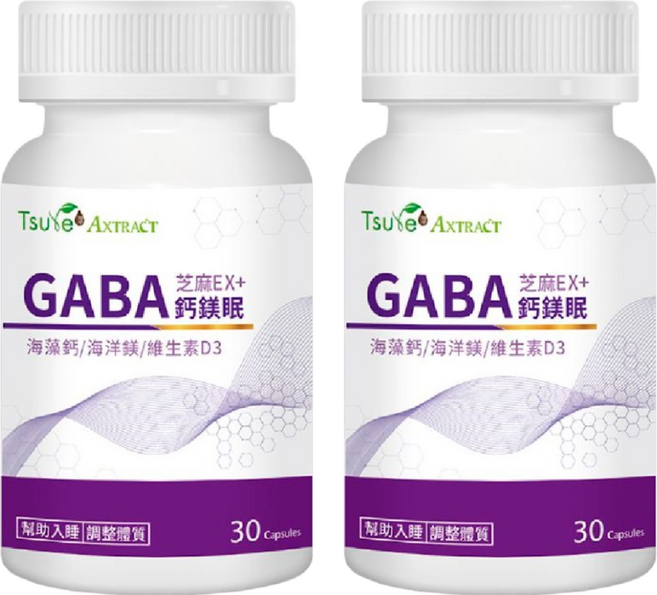 Tsuie 日濢 芝麻EX+GABA鈣鎂眠膠囊 含海藻鈣/海洋鎂/維生素D3, 30顆, 2罐