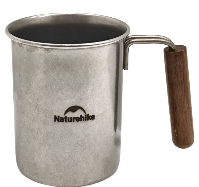 Naturehike 挪客 森鑫 不鏽鋼復古餐具 單層 大(120 x 96 x 77mm) 350ml, 銀色 + 木色, 1個