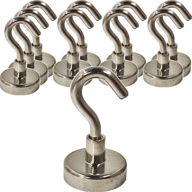 DIBOTE 迪伯特 強力磁鐵掛勾 超強承重力(25mm), 銀色, 10個