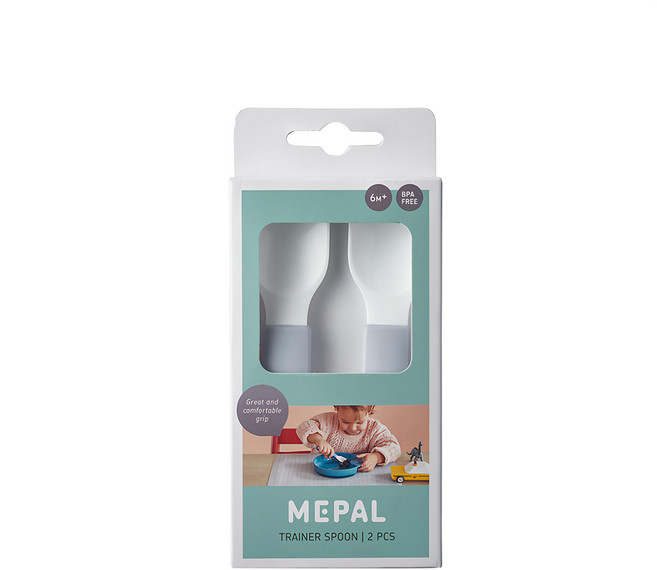 MEPAL MIO 學習餐匙二件組, 粉藍色, 1組, 湯匙