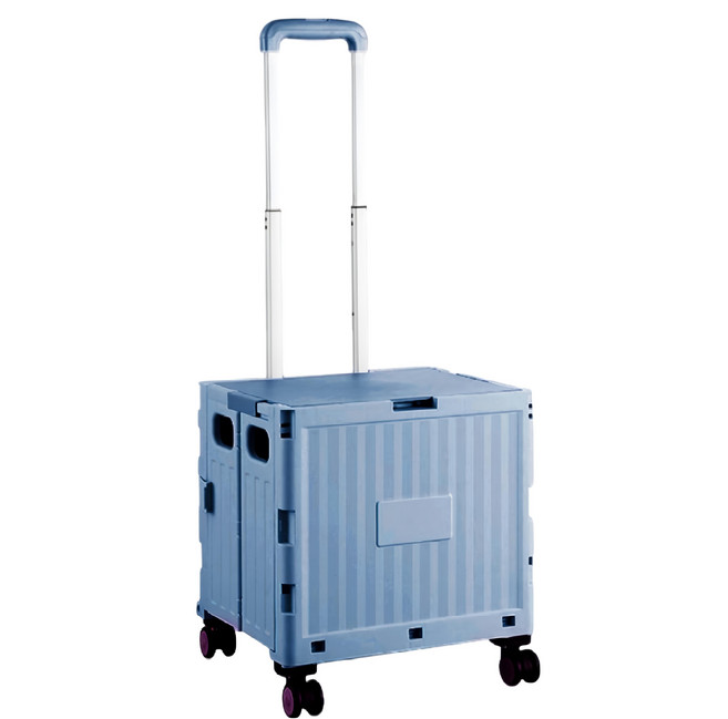 HONG JIN 宏晉 摺疊購物推車 萬向四輪款 38L 灰霧藍 可摺疊收納, 1個