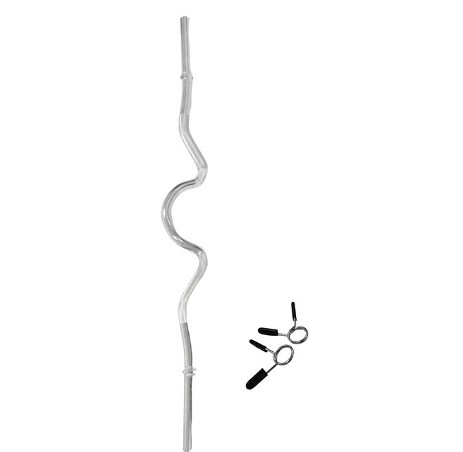 Healgenart 重量訓練W桿 附固定器 直徑3cm 單邊可容納範圍約18cm, 7.1kg, 1個, 銀色