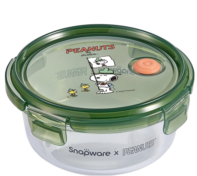 Corelle Brands 康寧餐具 Snapware SNOOPY露營趣 耐熱玻璃保鮮盒 660ml, 1個, 容器 + 蓋子