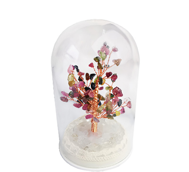 發光水晶發財樹 11 x 7cm 碧璽, 1組