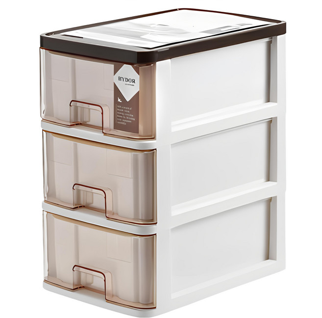 UDA 有達 新喜多抽屜盒 30.2 x 26 x 17.5cm 咖啡色 桌面收納盒, 3層