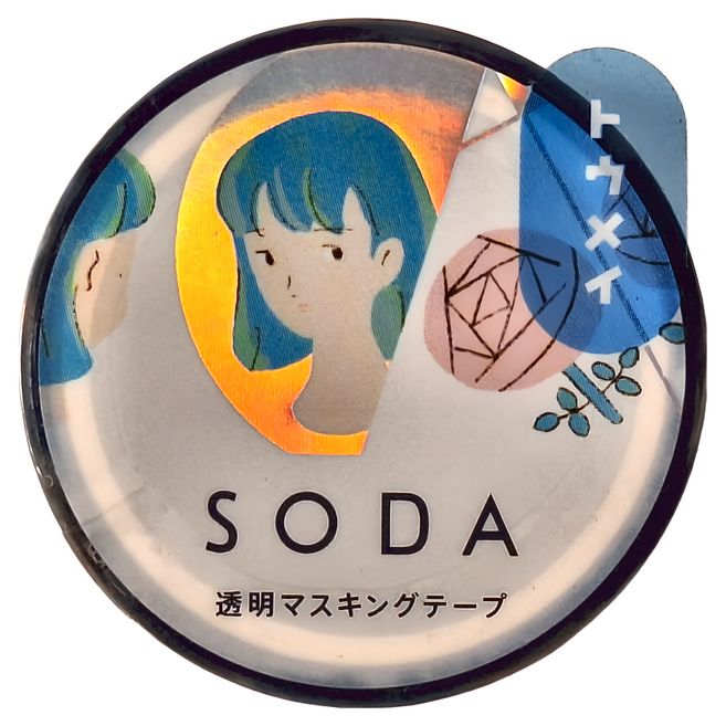 KING JIM 透明PET卷狀膠帶 20mm x 4m CMTH20-004 鏡子, 箔押款 透明 藍色, 1捲