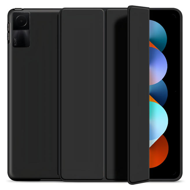 ANTIAN 三折液態蜂窩散熱矽膠智慧休眠平板皮套, 黑色, 1個