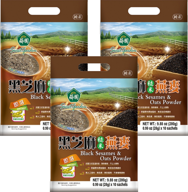 薌園 黑芝麻糙米燕麥, 280g, 3袋