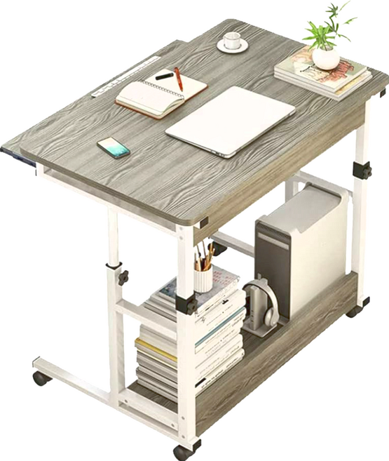 E家工廠 莫蘭迪灰色 可移動升降電腦桌 80*45cm