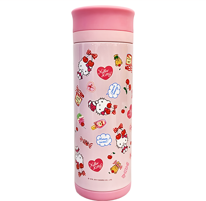 Hello Kitty 凱蒂貓 櫻桃保溫杯 KF-5605 6.5 x 19.7cm, 繽紛粉色, 350ml, 1個
