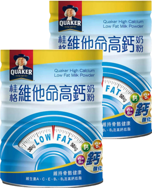 QUAKER 桂格 維他命高鈣奶粉, 1.65kg, 2罐
