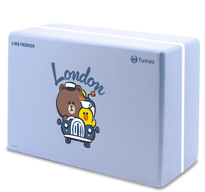 Tumaz 月熊 LINE FRIENDS 50D高密度EVA瑜珈磚, 藍紫色, 1個