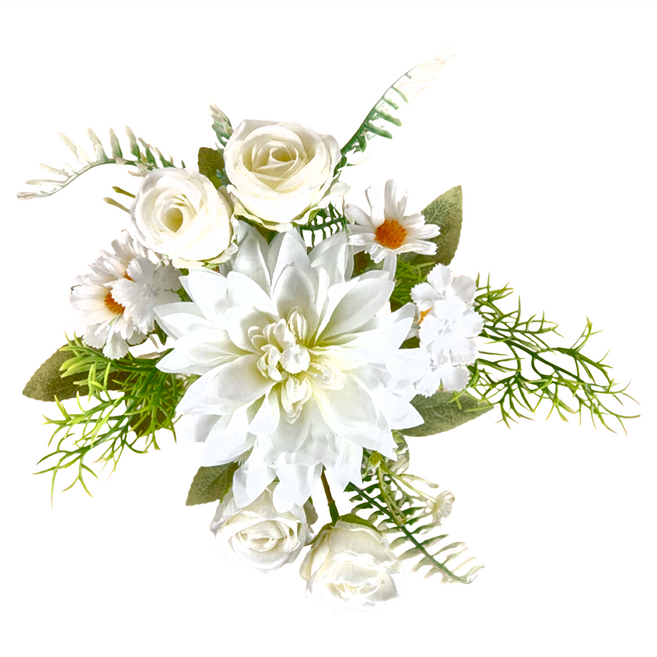 WEIXUN 薇蕁 Dyli大麗仿真花束 6個, 白色, 1個