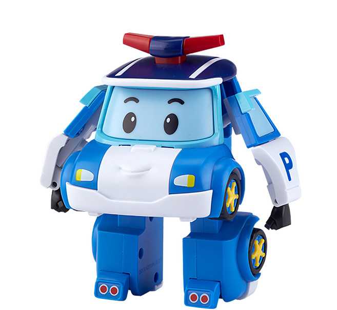 ROI TOYS POLI 4吋變形車 - 救援小隊出動 拯救危險中的朋友, 波力 藍色, 1盒