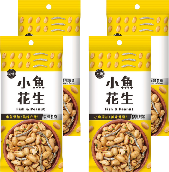 冠億食品 小魚花生, 70g, 4包