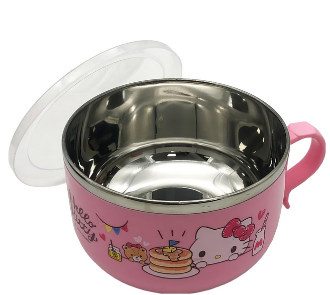 Sanrio 三麗鷗 不鏽鋼泡麵碗 950ml, 1個, 恰咪 粉色