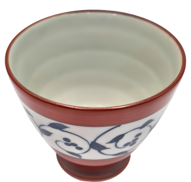 佐和陶瓷 日本製 有田手握茶杯 180ml 赤南天竹圖案 有田赤 1個 送禮