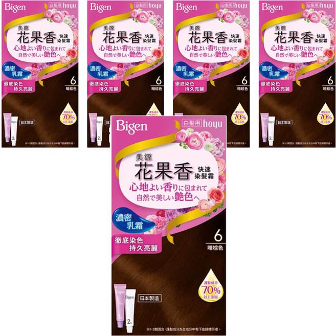 Bigen 美源 花果香快速染髮霜, 6暗棕色, 5盒