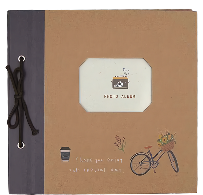 Sunny 三瑩文具 好事生活 綁繩自黏相本 SPA-266B 19.5 x 19cm, 腳踏車, 9張