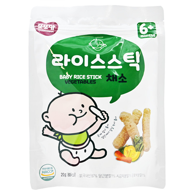 DDODDOmam 聰明媽媽 韓爸田園日記 手指米棒, 蔬菜, 20g, 1包