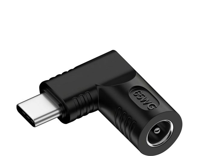 UniSync Type-C公-DC母 5.5 x 2.1筆電 手機專用電源轉接頭 10g 65W, 5.5cm, 黑色, 1個