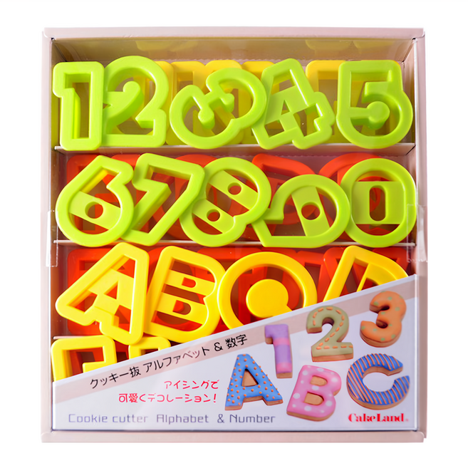 Cakeland no-751日本cakeland數字&英文pp餅乾模-36入裝-, 數字 + 英文, 1入