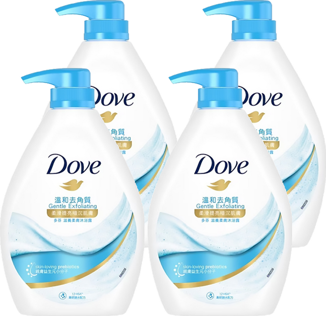 Dove 多芬 滋養柔膚沐浴露 溫和去角質, 900g, 4瓶