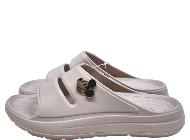 BORUI 柏睿鞋業 大人款 迪士尼運動風防水拖鞋 造型休閒拖鞋, 奶茶色, 36