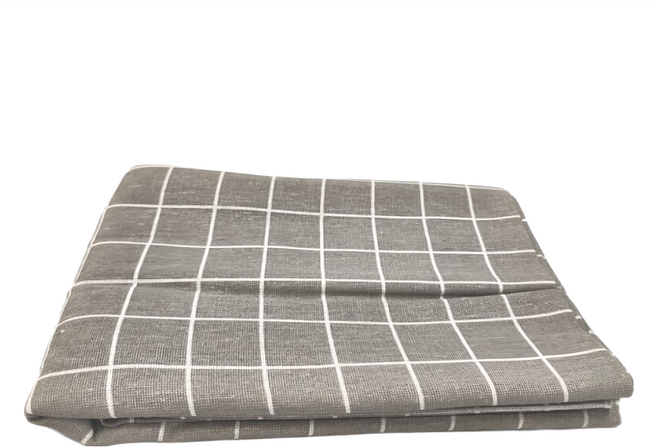 TRENY 北歐棉麻桌巾桌布, 145 x 230cm, 灰格子, 1個