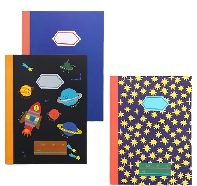 heLLo MORIS 筆記本3件組 10 顆星星 + 海洋公告卡 + 太空圖畫日記 26 x 19cm, 10顆星星 + 海洋公告卡 + 太空圖畫日記, 9本