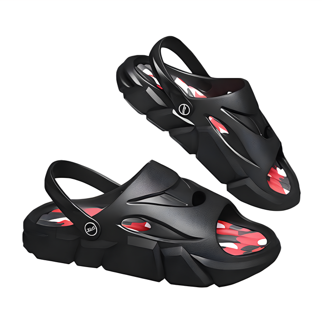 厚底撞色運動休閒兩用洞洞鞋 45 黑色迷彩