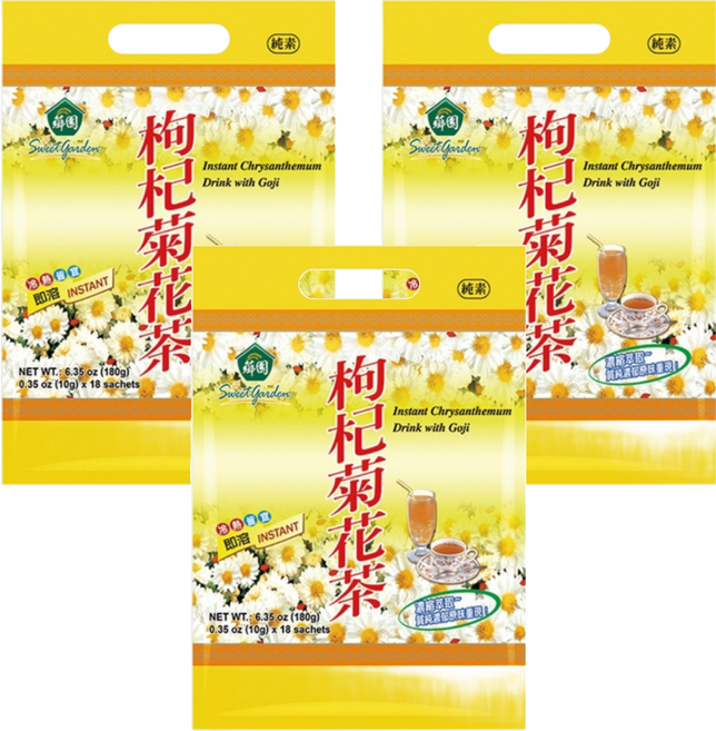 薌園 枸杞菊花茶 晶粒沖調飲品, 10g, 18包, 3袋