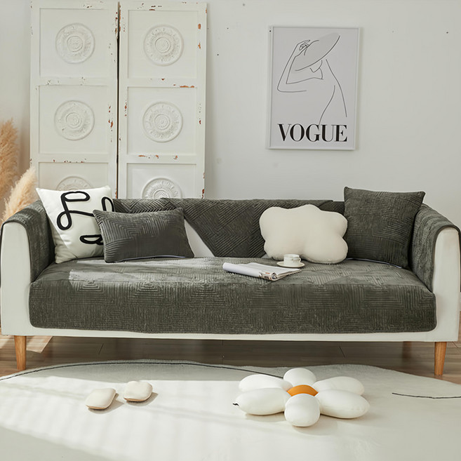 好物良品 4季通用厚感雪尼爾親膚系列 立體防滑刺繡沙發墊組合 1人座