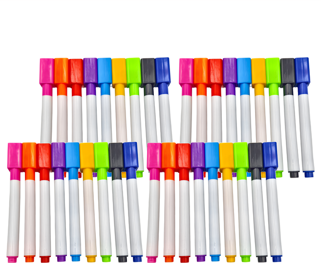 磁性白板筆, 粉紅色 + 橘色 + 紅色 + 紫色 + 淺藍色 + 綠色 + 黃色 + 黑色 + 藍色, 4組